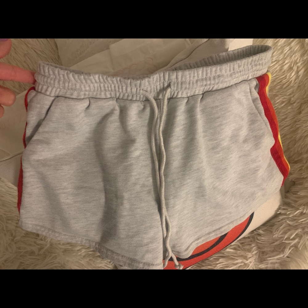 pajama shorts with rainbow stripe on both sides!